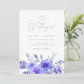 Schöne Lila Lavendelblütenhochzeit Einladung (Stehend Vorderseite)