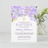 Schöne Lila Lavender BAPTISM Einladung (Stehend Vorderseite)