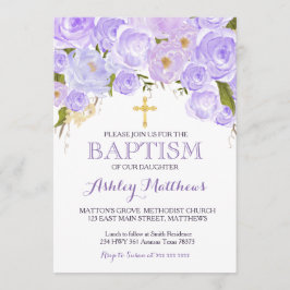 Schöne Lila Lavender BAPTISM Einladung