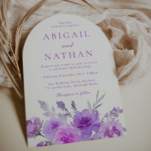 Schöne Lila Lavender Floral Boho Arch Wedding Einladung
