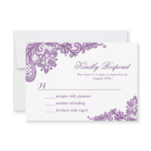 Schöne Lila Lavender Lace Wedding RSVP Card