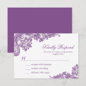 Schöne Lila Lavender Lace Wedding RSVP Card Karte (Vorne/Hinten)