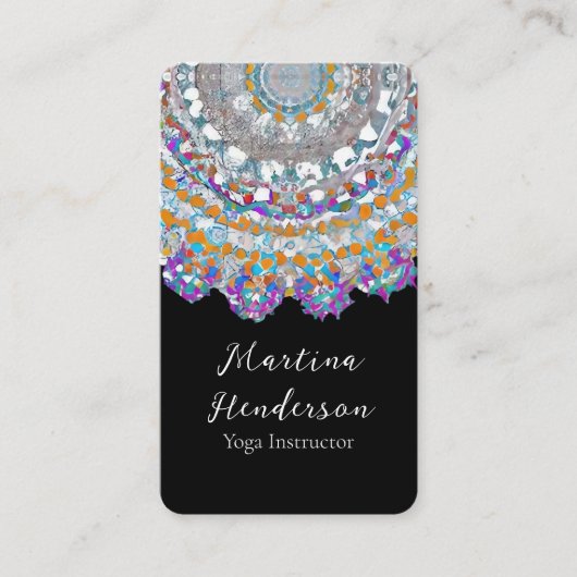 Schöne Lila Mandala Yoga Business Card Visitenkarte (Vorderseite)