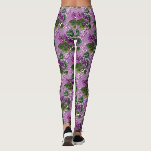 Schöne Lila Mauve Lilace Blume Leggings (Rückseite)