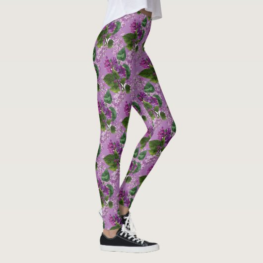 Schöne Lila Mauve Lilace Blume Leggings (Rechts)