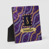 Schöne Lila Monogram Elegante Chic Fotoplatte (Vorderseite)