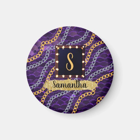Schöne Lila Monogram Elegante Chic Magnet (Vorne)