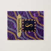 Schöne Lila Monogram Elegante Chic Puzzle (Horizontal)