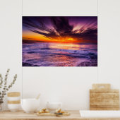 Schöne Lila Orange Sky and Ocean Poster (Küche)
