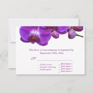 Schöne lila Orchideen-Blumen Hochzeit RSVP Karte
