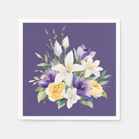 Schöne Lila Osterblüten Serviette (Vorderseite)