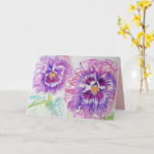 Schöne Lila Pansy Blume Watercolor Karte (Gelbe Blume)