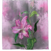 Schöne Lila Pink Lily Blume Migned Malerei Duschvorhang (Vorderseite)