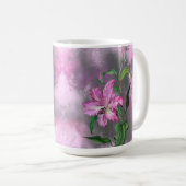 Schöne Lila Pink Lily Blume Migned Malerei Kaffeetasse (VorderseiteRechts)