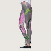 Schöne Lila Pink Lily Blume Migned Malerei Leggings (Links)