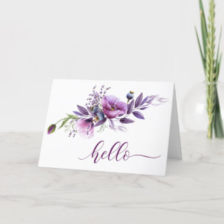 Schöne Lila Poppies "Hello" Dankeskarte