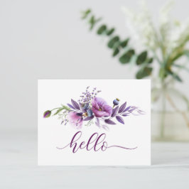 Schöne Lila Poppies "Hello" Postkarte