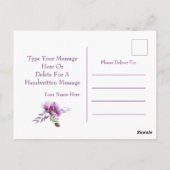 Schöne Lila Poppies "Hello" Postkarte (Rückseite)