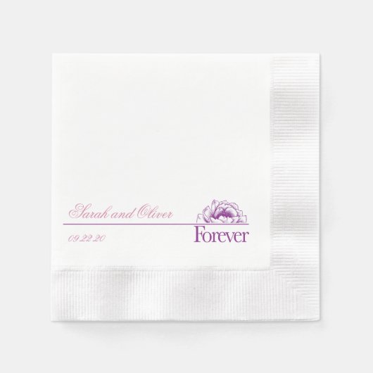 Schöne Lila Pur Wedding Floral Serviette (Vorderseite)