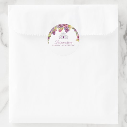 Schöne Lila Quinceanera Runder Aufkleber (Tasche)