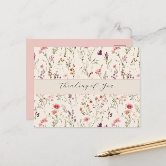 Schöne lila rosa rote Blumen Postkarte (Vorderseite/Rückseite Beispiel)