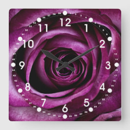 Schöne Lila Rose Blume Petals Girls Quadratische Wanduhr