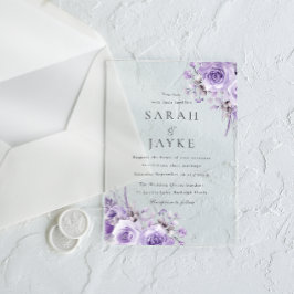 Schöne Lila Rose Elegante Hochzeit Acryleinladungen