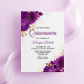 Schöne Lila Rose Gold Leaf Quinceanera Einladung