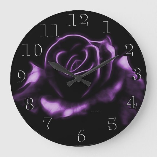 Schöne Lila Rose Große Wanduhr (Vorderseite)