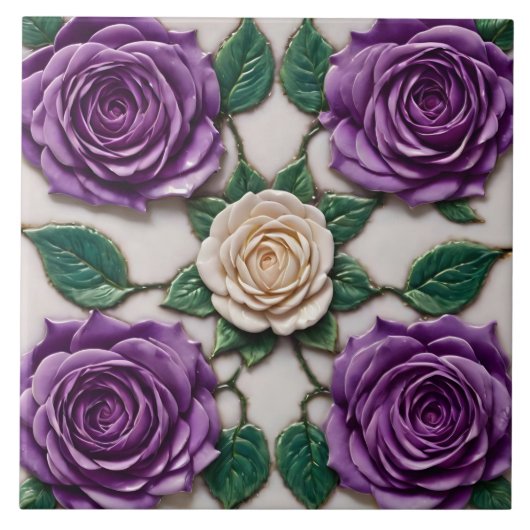 Schöne Lila Rose Moderne Sammlung Fliese (Vorderseite)