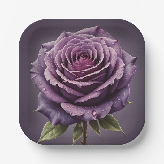 Schöne lila Rose Pappteller (Vorderseite)