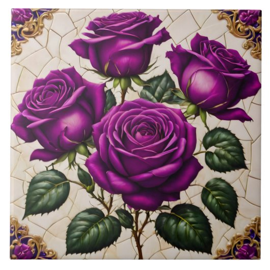 Schöne Lila Rose Populäre Sammlung Fliese (Vorderseite)