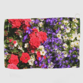 Schöne Lila, rote und weiße Blume Golfhandtuch (Horizontal)