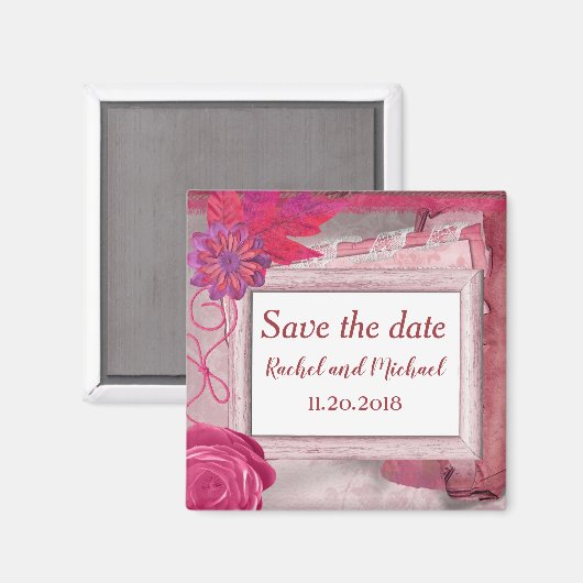 Schöne Lila rustikale Save the Date Magnet (Vorderseite/Rückseite)