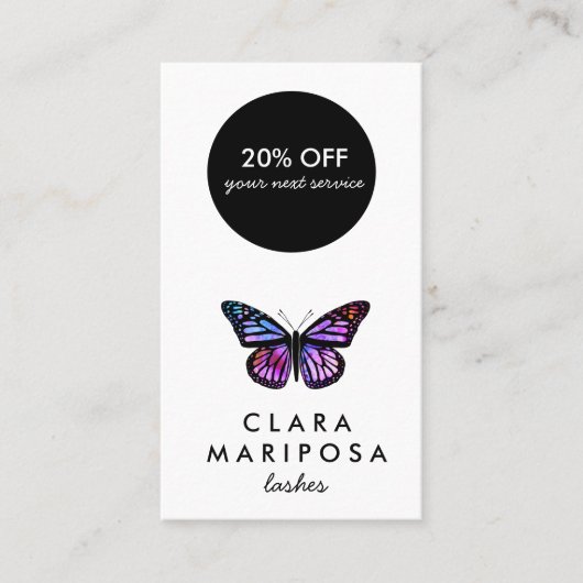 Schöne Lila Schmetterling Schönheit Yoga Illustrie Rabattkarte (Vorderseite)