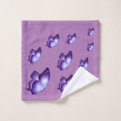 Schöne Lila Schmetterlinge Badhandtuch Set (Waschlappen)