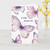 Schöne Lila Schmetterlinge SORRY FÜR DEN VERLUST Karte (Gelbe Blume)