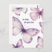 Schöne Lila Schmetterlinge SORRY FÜR DEN VERLUST Postkarte (Vorne/Hinten)