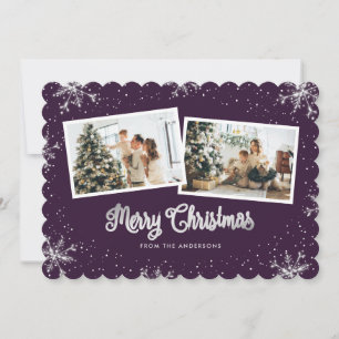 Schöne Lila Silberschneeflocken Foto Weihnachten