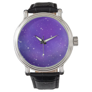 Schöne Lila Starry Sky Galaxy Kunst Armbanduhr