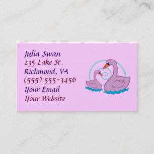 Schöne Lila Swan Business Cards Visitenkarte