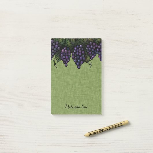 Schöne Lila Trauben | PERSONALISIERT Post-it Klebezettel (Auf Schreibtisch)