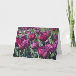 Schöne Lila Tulip Blume Geburtstagskarte Karte