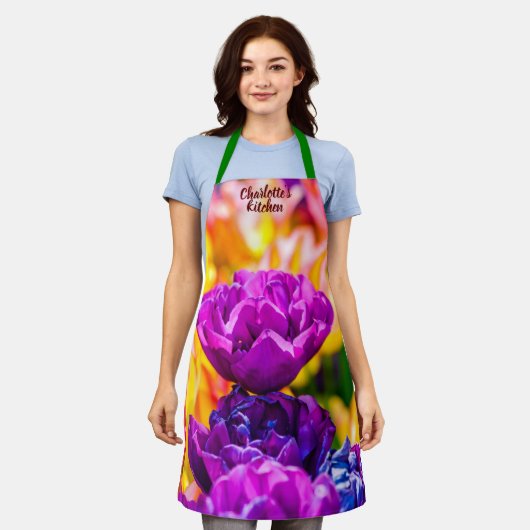 Schöne Lila Tulip-Blume Schürze (Getragen)