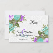 Schöne Lila und Aquamarine Blume - UAWG RSVP Karte (Vorderseite)