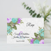 Schöne Lila und Aquamarine Blume - UAWG RSVP Karte (Stehend Vorderseite)