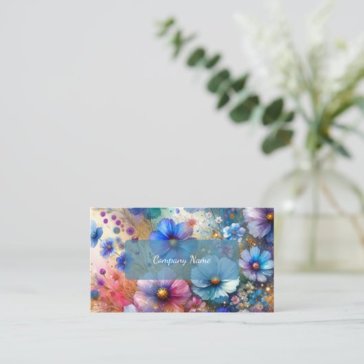 Schöne Lila und blaue Wildblumen Visitenkarte (Stehend Vorderseite)