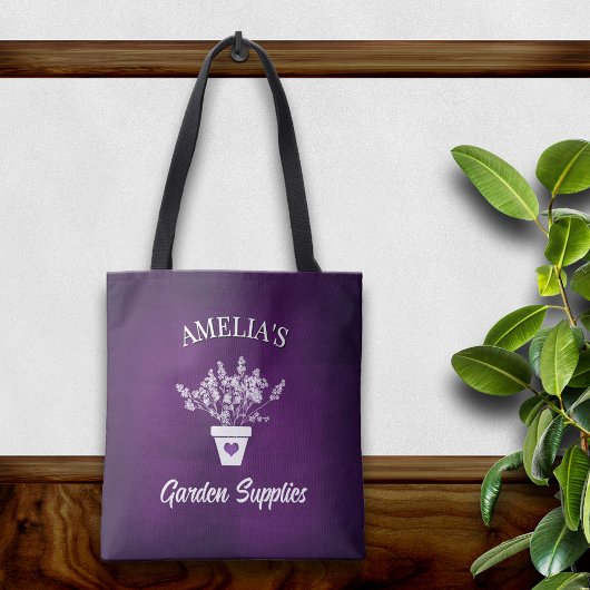 Schöne lila und florale personalisierte Tasche