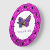 Schöne Lila- und Goldblume Große Wanduhr (Winkel)