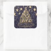 Schöne Lila und goldene Weihnachtsschmuck Quadratischer Aufkleber (Tasche)